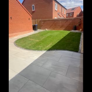 Completed paved garden and lawn